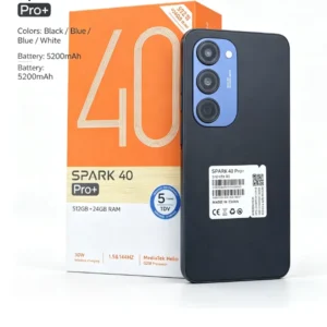 Smartphone Android Spark40 Pro+ avec grand écran de 7,3 pouces affichant une interface fluide