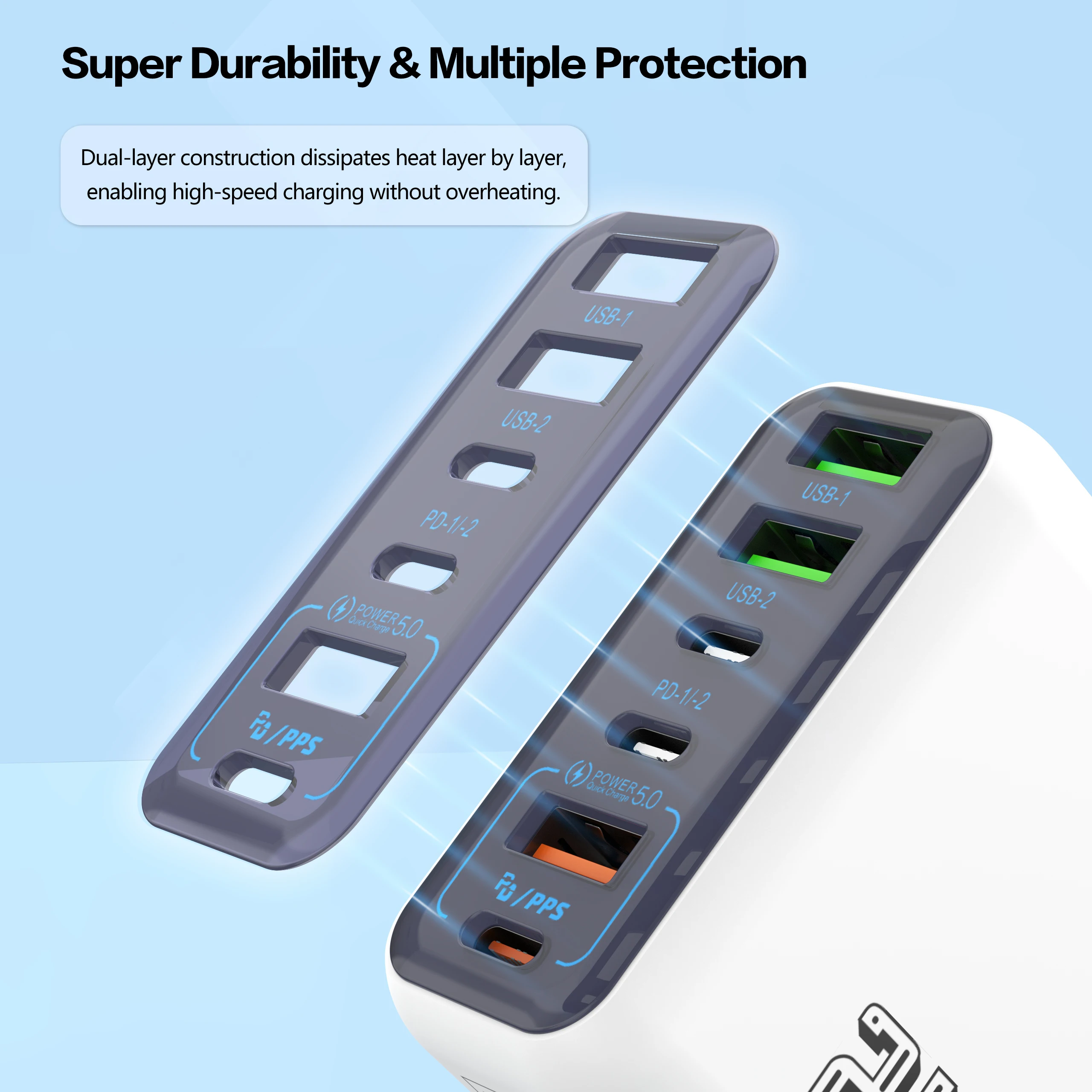 Chargeur Secteur USB-C 240W 6 Ports – Charge Ultra-Rapide PD3.0 Type-C – Image 7