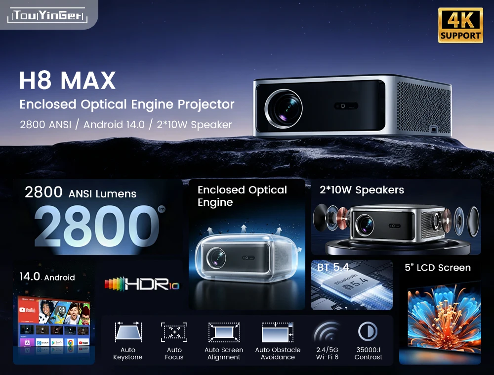 Touyinger 2800ANSI H8 MAX_Projecteur Intelligent Portable H8 MAX – Image 8
