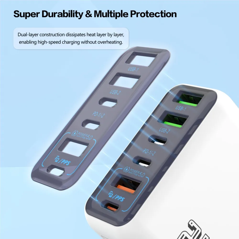 Chargeur Secteur USB-C 240W 6 Ports – Charge Ultra-Rapide PD3.0 Type-C – Image 2