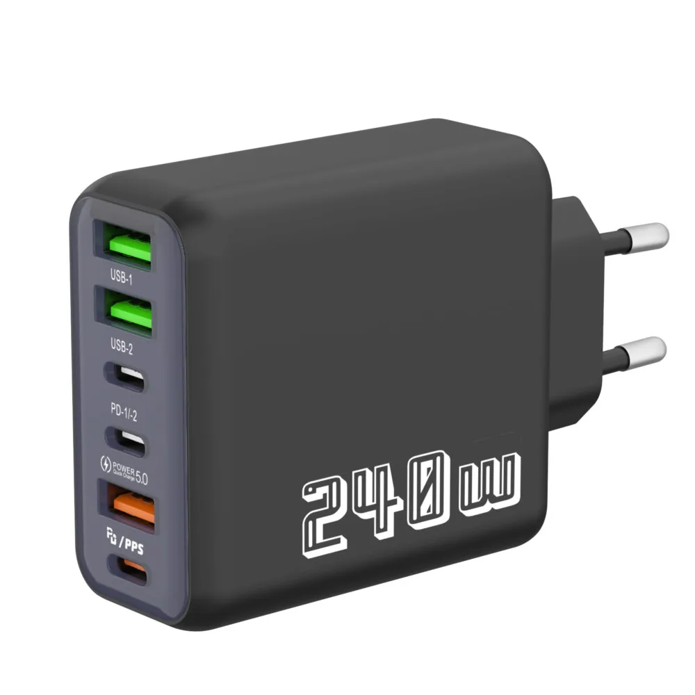 Chargeur Secteur USB-C 240W 6 Ports – Charge Ultra-Rapide PD3.0 Type-C